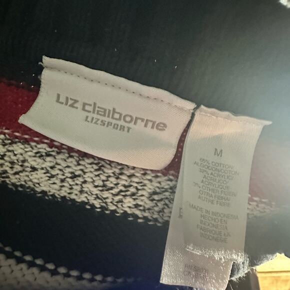 Liz Claiborne LizSport Black Red Striped Cardigan – Classic Retro Style - Picture 6 of 8